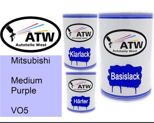 Mitsubishi, Medium Purple, VO5: 500ml Lackdose + 500ml Klarlack + 250ml Härter - Set, von ATW Autoteile West.
